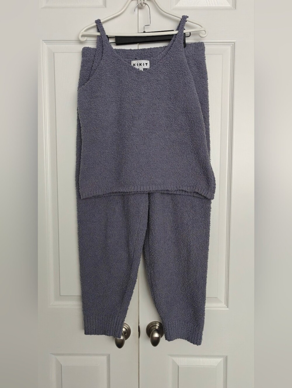 KIKIT Cozy Knit Tank & Jogger Set - Dusty Lavender, Size XL